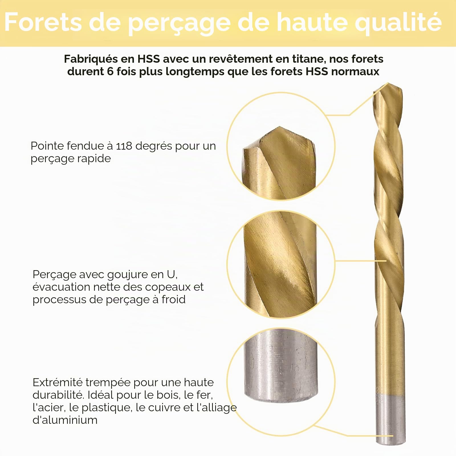 Assortiment de forets métalliques de 230 pièces, ensemble de forets en spirale de 1 à 13 mm, revêtement en titane, ensemble de forets professionnels