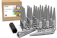 Vista 9 de Accesorios de Rueda Partes 20 Piezas M14 x 1.5 14 x 1.5 Rosca de Espina Estrofada de Metal Sólido de 4.40" de Largo Tuercas de Espina para Camiones