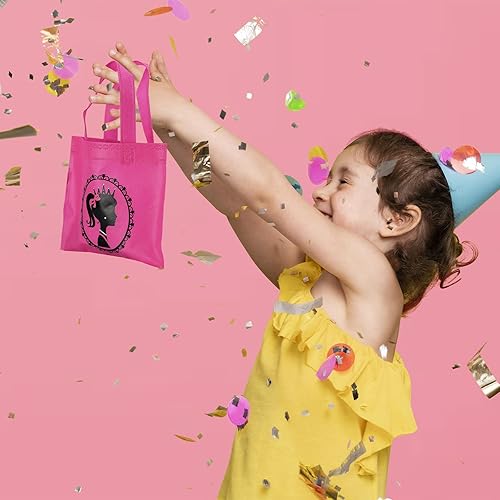 Miniatura 5 de El juego de 36 bolsas de regalo de princesa incluye 12 bolsas de fiesta para niñas, 12 piezas de diadema con corona, 12 lentes de sol de corazón