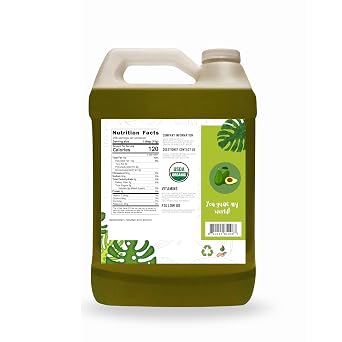 USDA Certified Organic Cold Pressed Unrefined Raw Avocado Oil - 1 Gallon/128 fl.oz