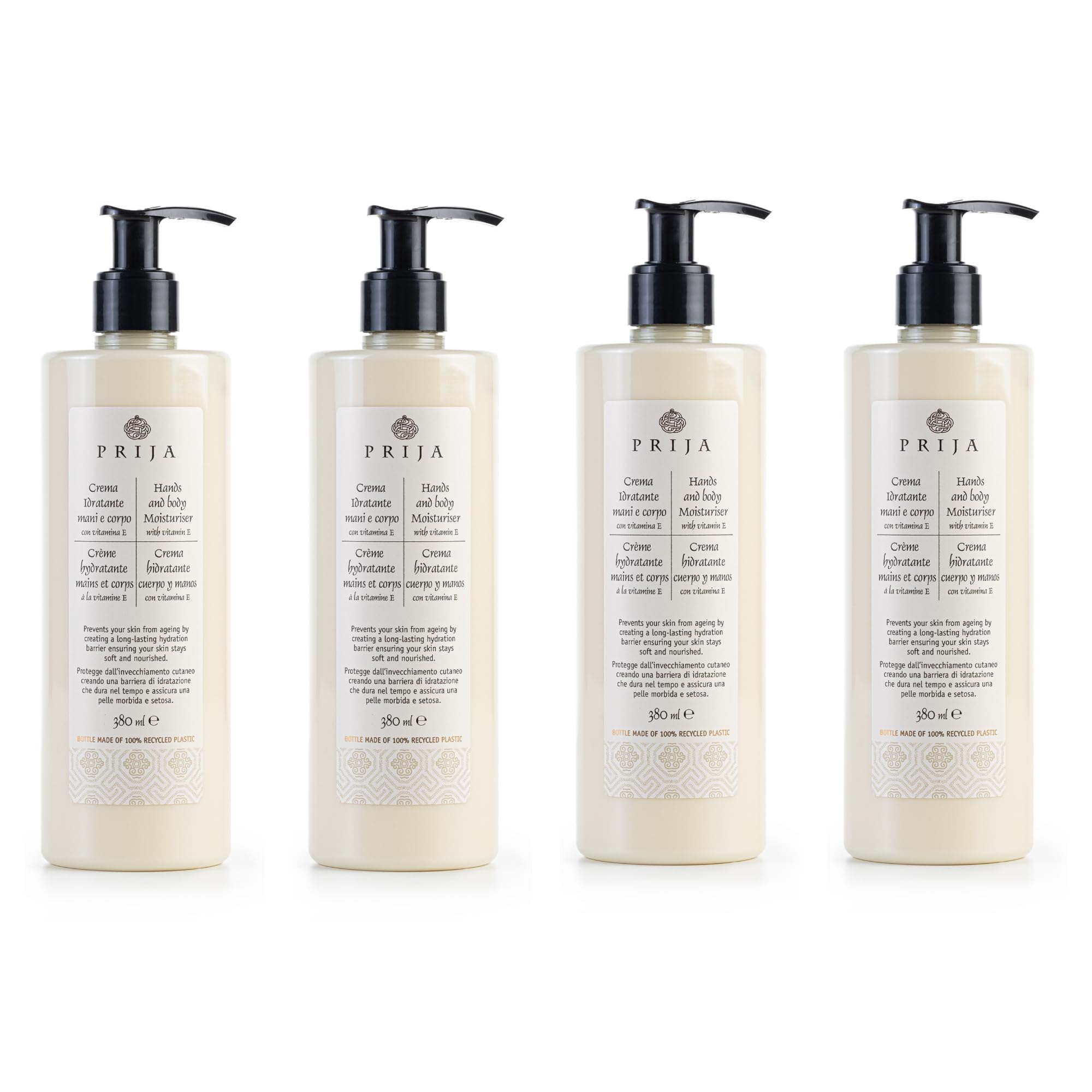 Prija Hands and Body Moisturiser Vitamin E Hyaluronic Acid 4x 380ml