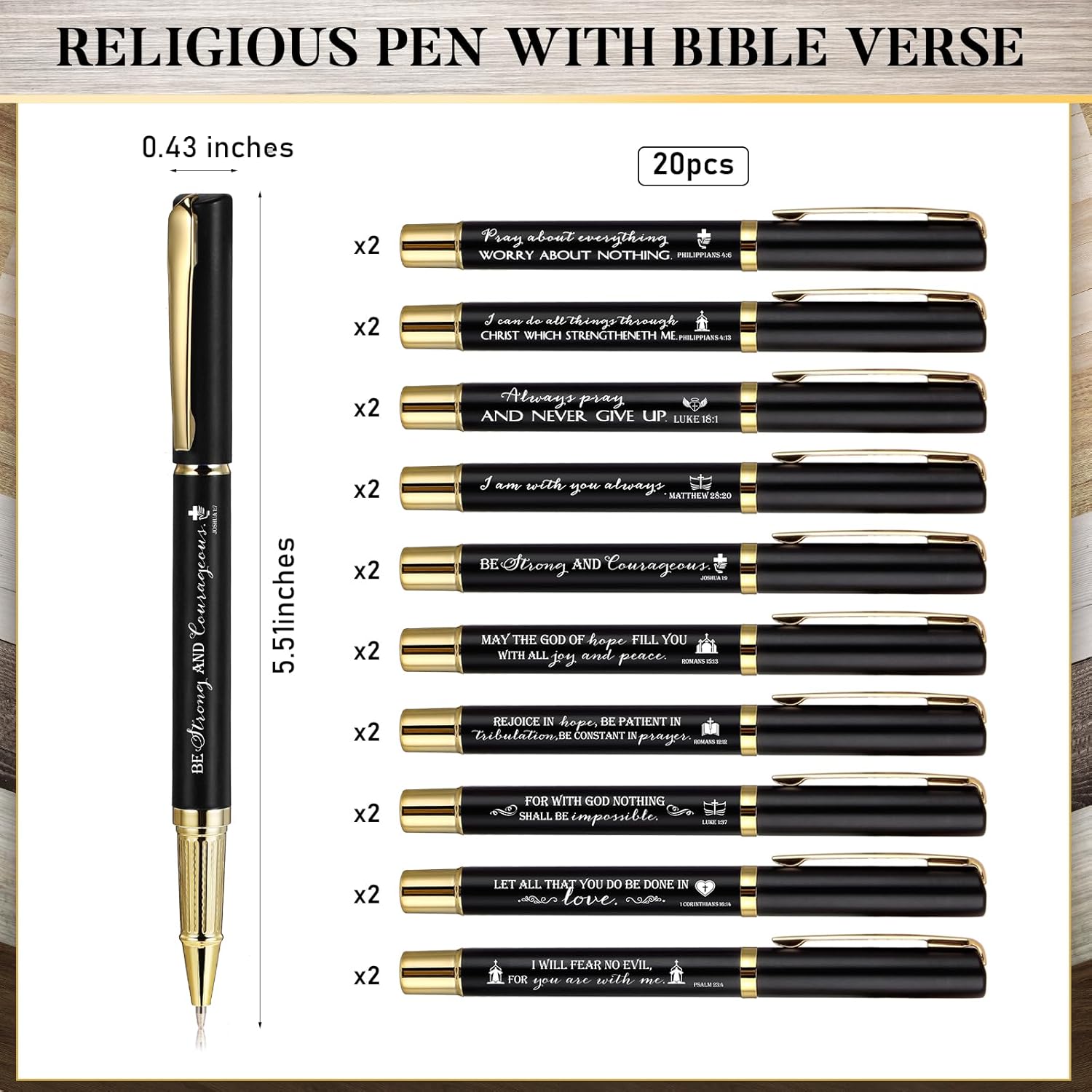 Spakon 40 Sets Christian Church Gifts Bulk, Mini Bible Verse Wooden Keychains Scripture Religious Pens with Cross Prayer Bookmarks Faith Based Gifts for Men Women Pastor Appreciation Sunday School