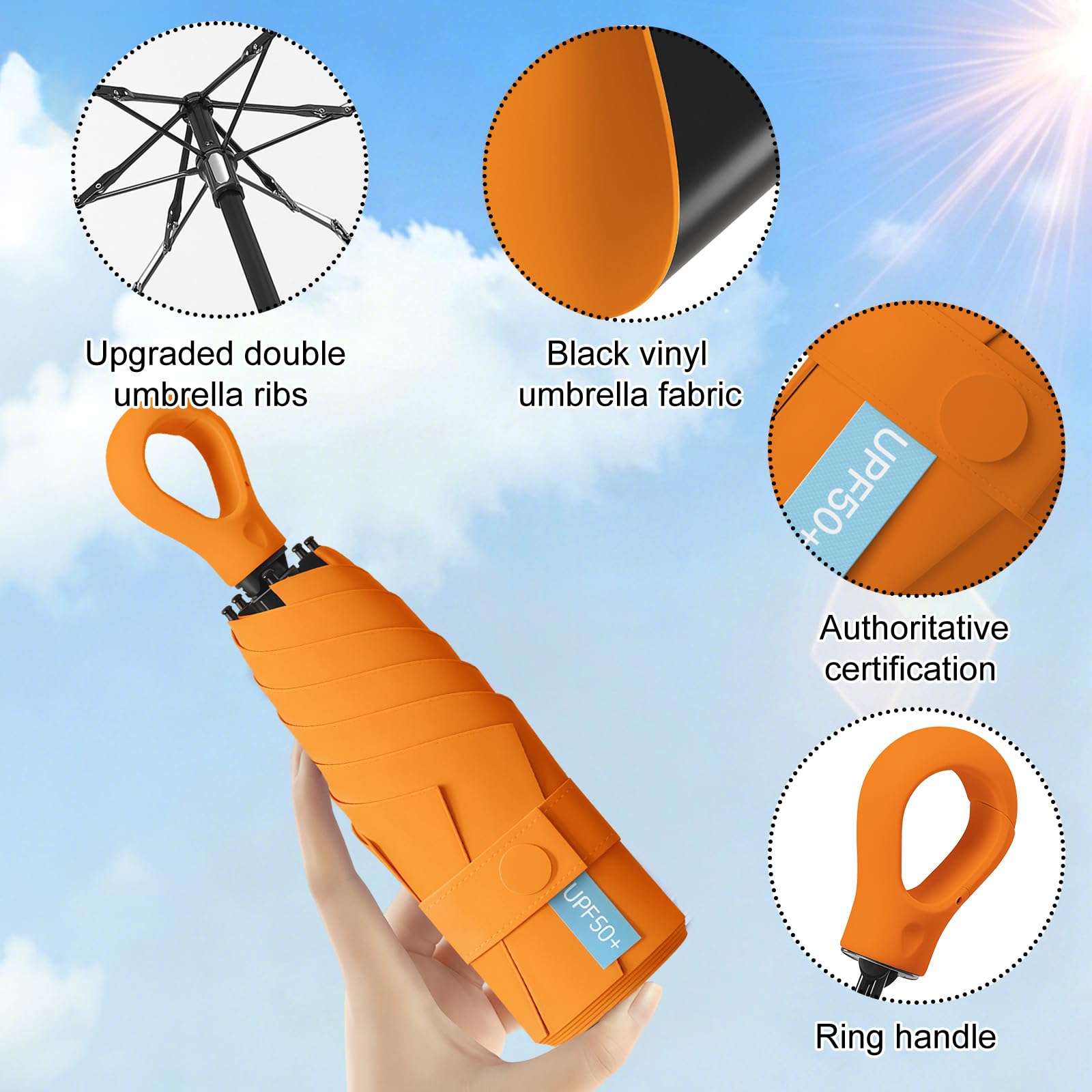 Ombrello Mini Compatto Tascabile – Anti UV per Pioggia e Sole, Ombrello da Viaggio Portatile, Piccolo Impermeabile per Donna Unisex