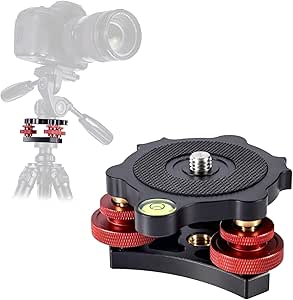 Tripod Leveling Base, Camera Leveler with Bubble Level 3 Axis Tri Wheel ...