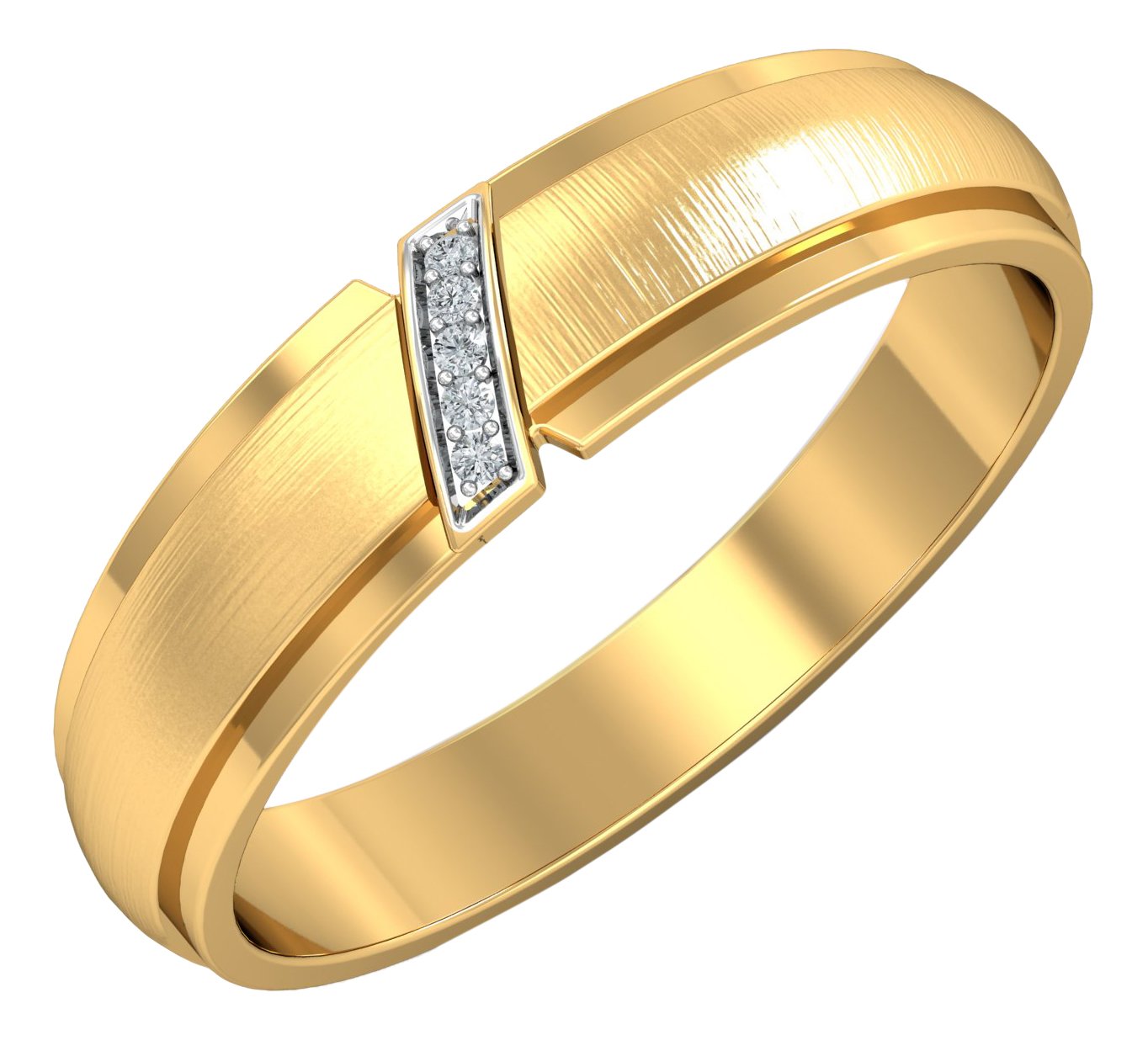 14KT Yellow Gold Amber Couple Band for Women-image-47