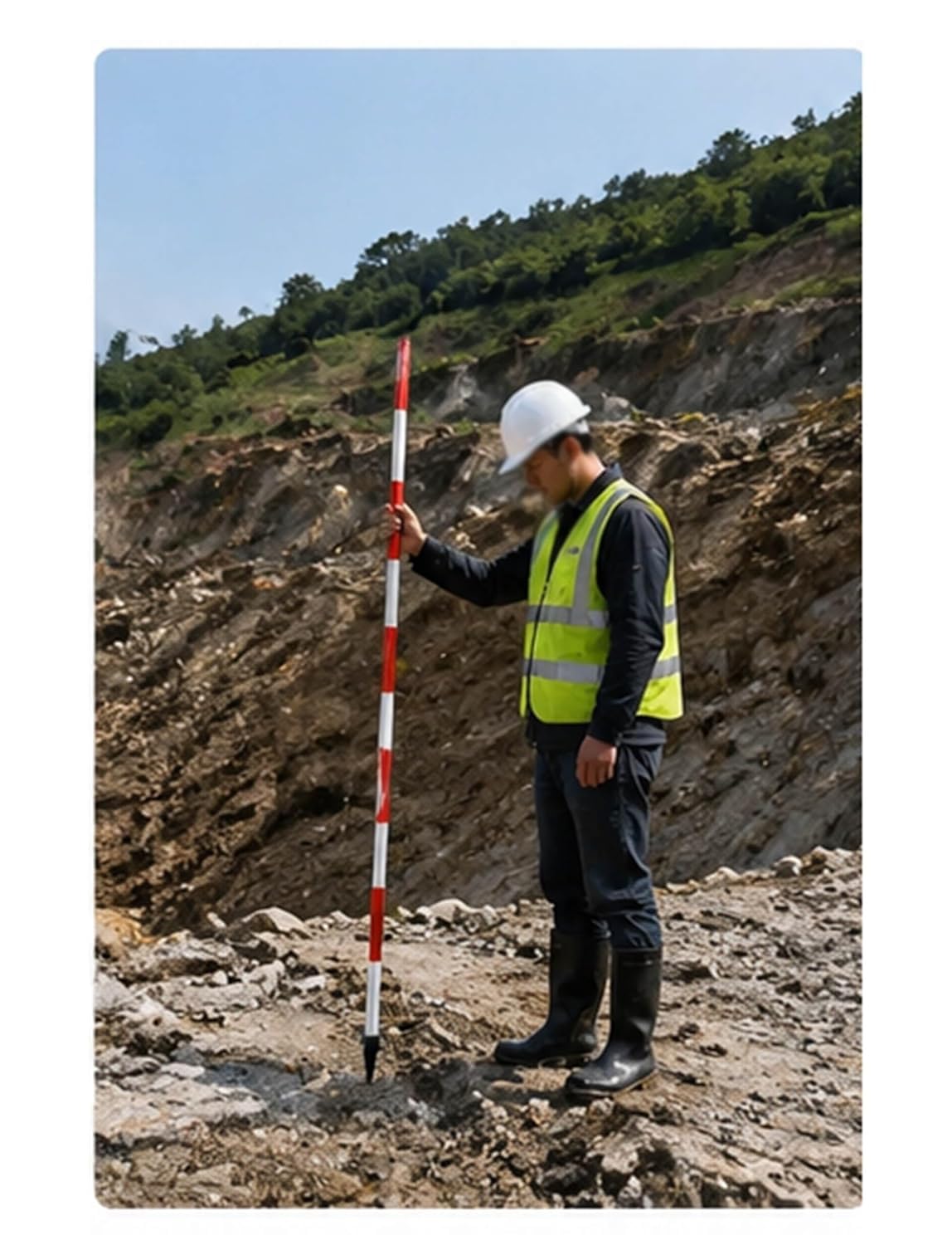 Varilla topográfica Poste topográfico seccional de aluminio, ligero desmontable,Varilla medición for el diseño del sitio construcción(5meter/16.4ft)