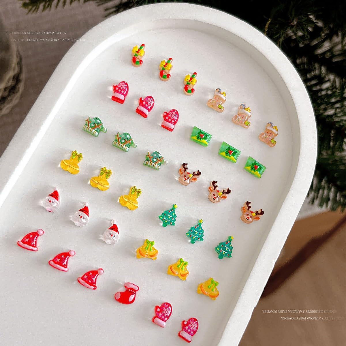 ONPRESS 100Pcs Christmas Mini Nail Art Charms Kawaii Santa Claus Snowman Bell Nail Supplies 3D Designs Resin Gloves Nail Gems Xmas Tree Cute Elk Nail Rhinestones Charms for Women Manicure DIY image 4
