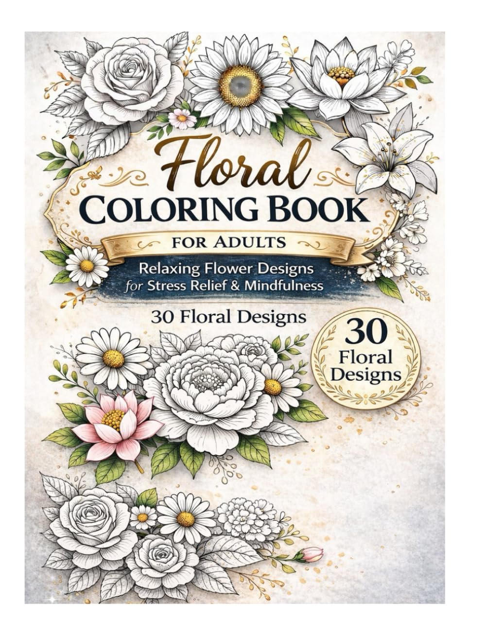 Floral Coloring Book: Relaxing Flower Designs for Stress Relief and Mindfulness