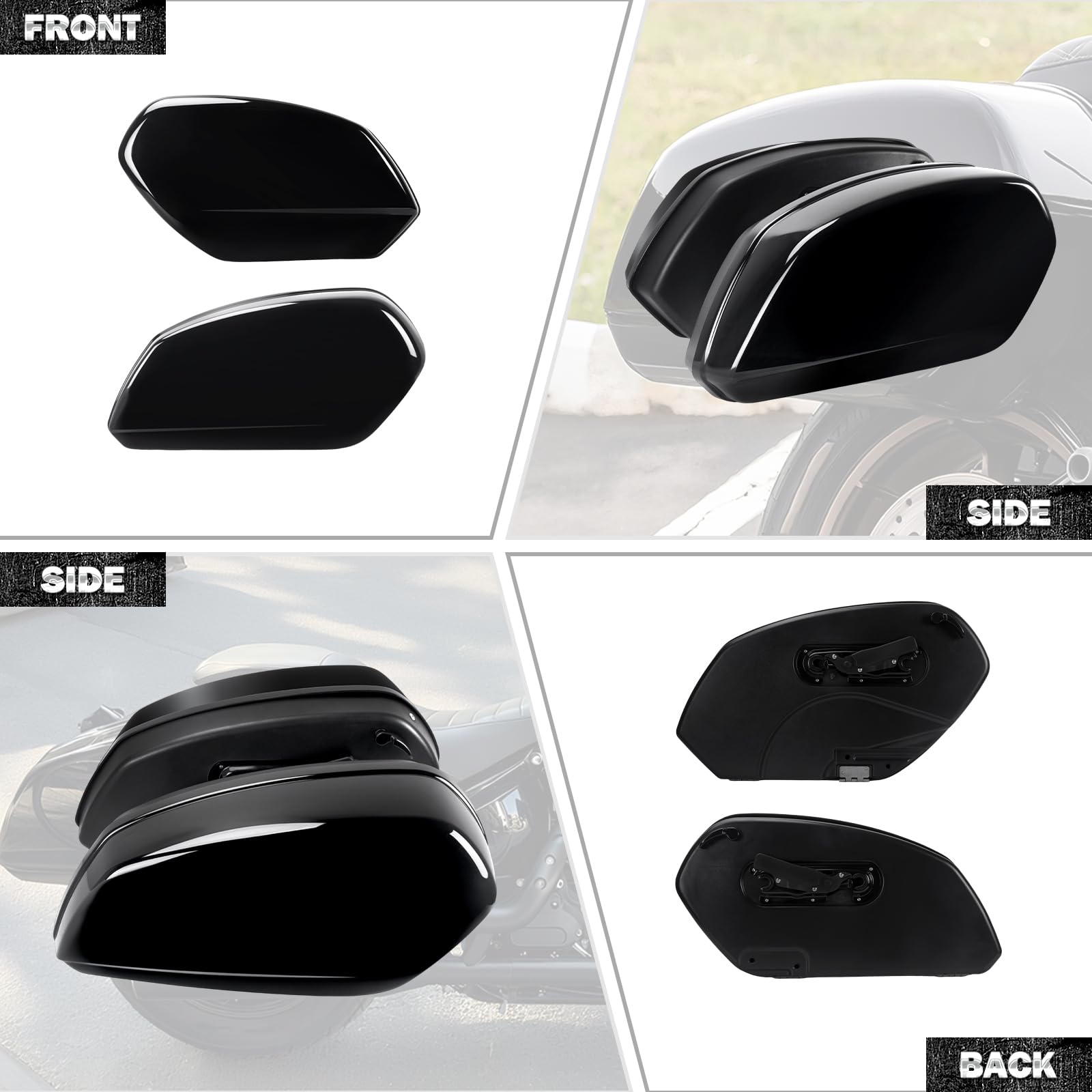 Motorrad Seitenkoffer & Docking-Kit Fit für Harley Low Rider ST FXLRST 2022-2024 Low Rider S FXLRS 2020-2024 Low Rider FXLR 2018-2020 Schwarz