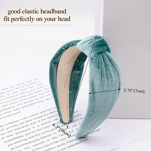 Miniatura 5 de BEGOOD Diadema anudada para mujer, diadema anudada para mujer, color turquesa, diademas anchas a la moda para mujer, turbante de invierno,