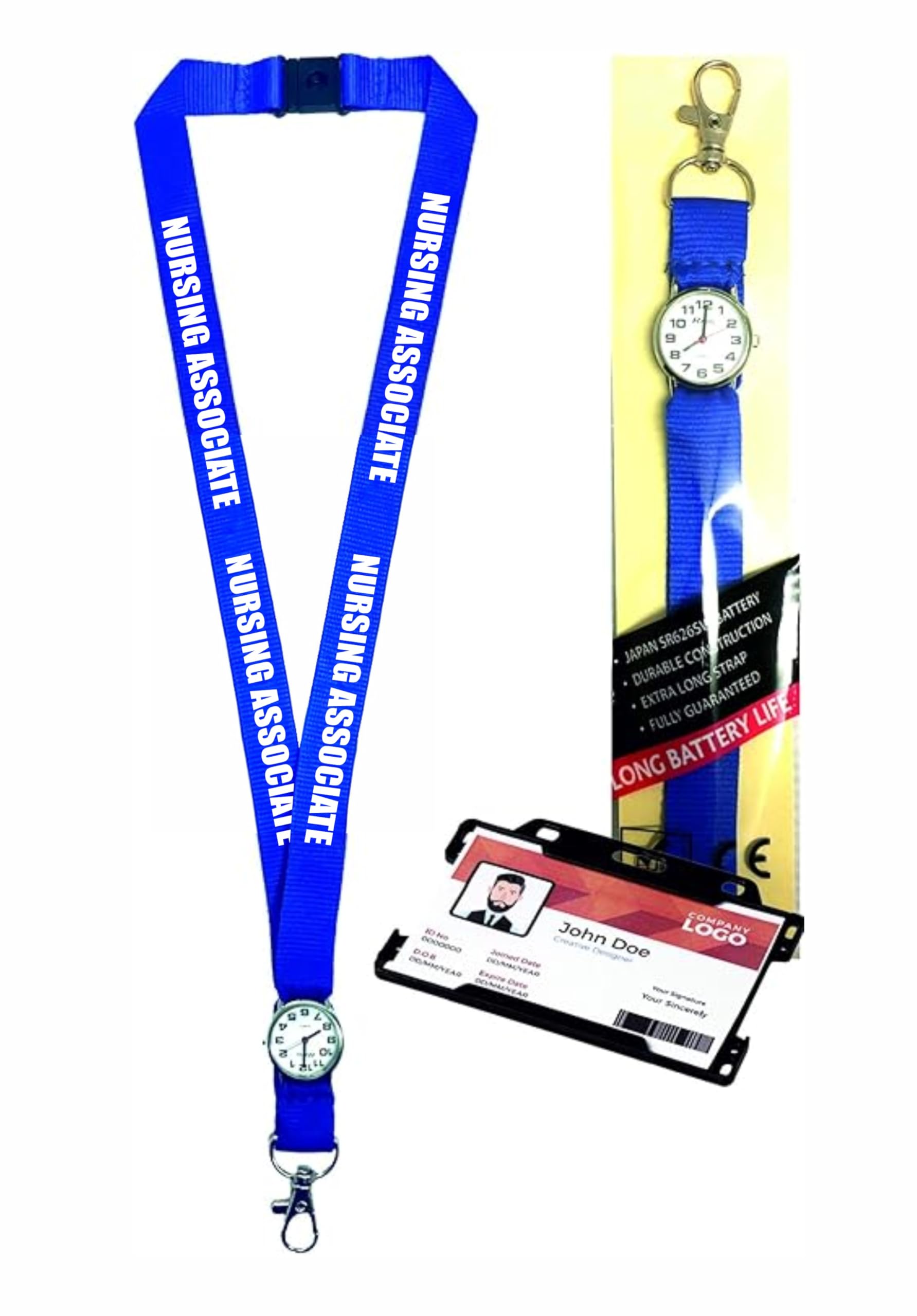 Printedproducts Sky Blue Nursing Associate Lanyard With Integrated Watch For Nurse's,Teacher's Etc. 1 X Lanyard Watch Comes With Id Card Holder, Any Name Available