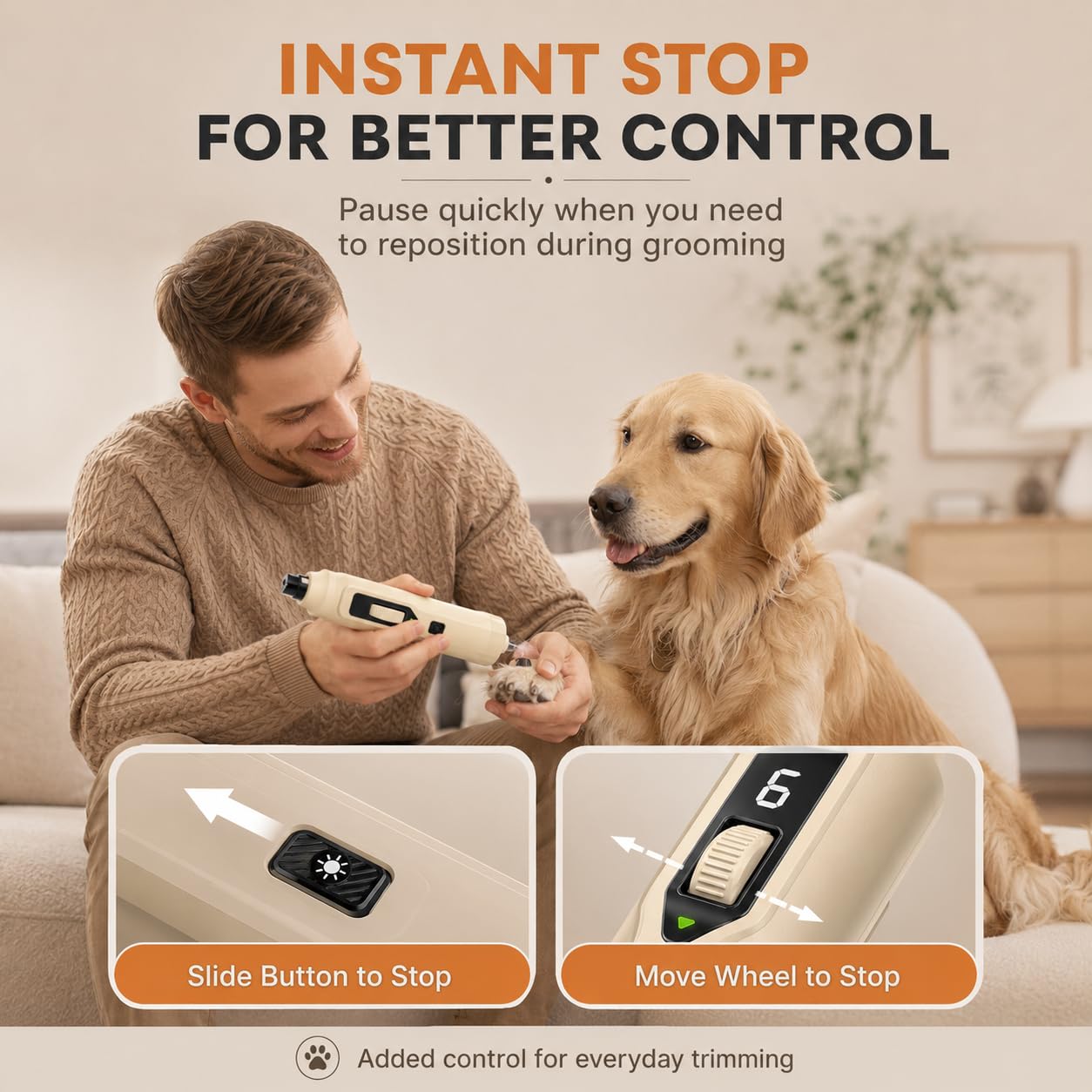 Krallenschleifer für Hunde, Krallenschleifer Hund, Krallenschleifer, Hunde Krallenschleifer, Nagelschleifer für Hunde, 7 Geschwindigkeiten, LED-Licht, für Zuhause, Reise