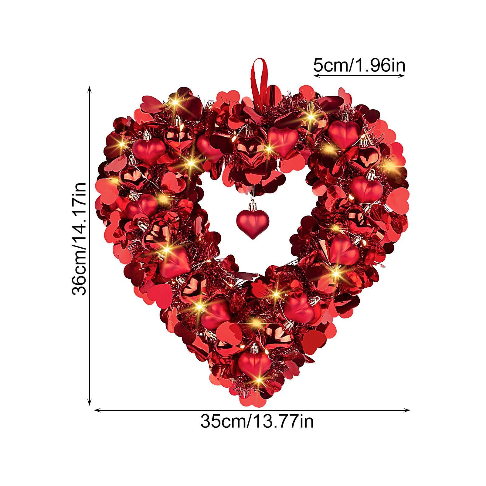 Valentijnskrans voor voordeur, outdoor krans lente decor, hartkrans deurkrans, 15,7 inch Valentijnskrans, voordeur teken huisdecoratie, Valentijnsdag deurkrans, hartkrans voor voorkant