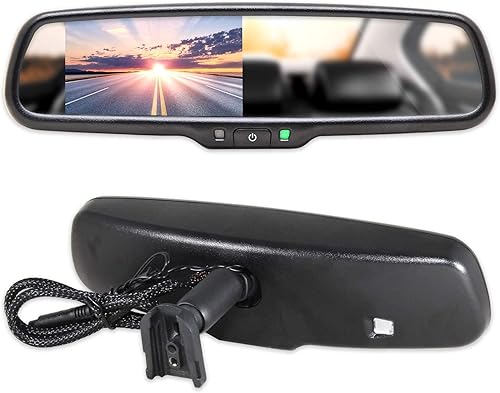 EWAY Espejo retrovisor interior con atenuación automática para automóvil y pantalla LCD de 4.3 pulgadas, pantalla de monitor de brillo de ajuste