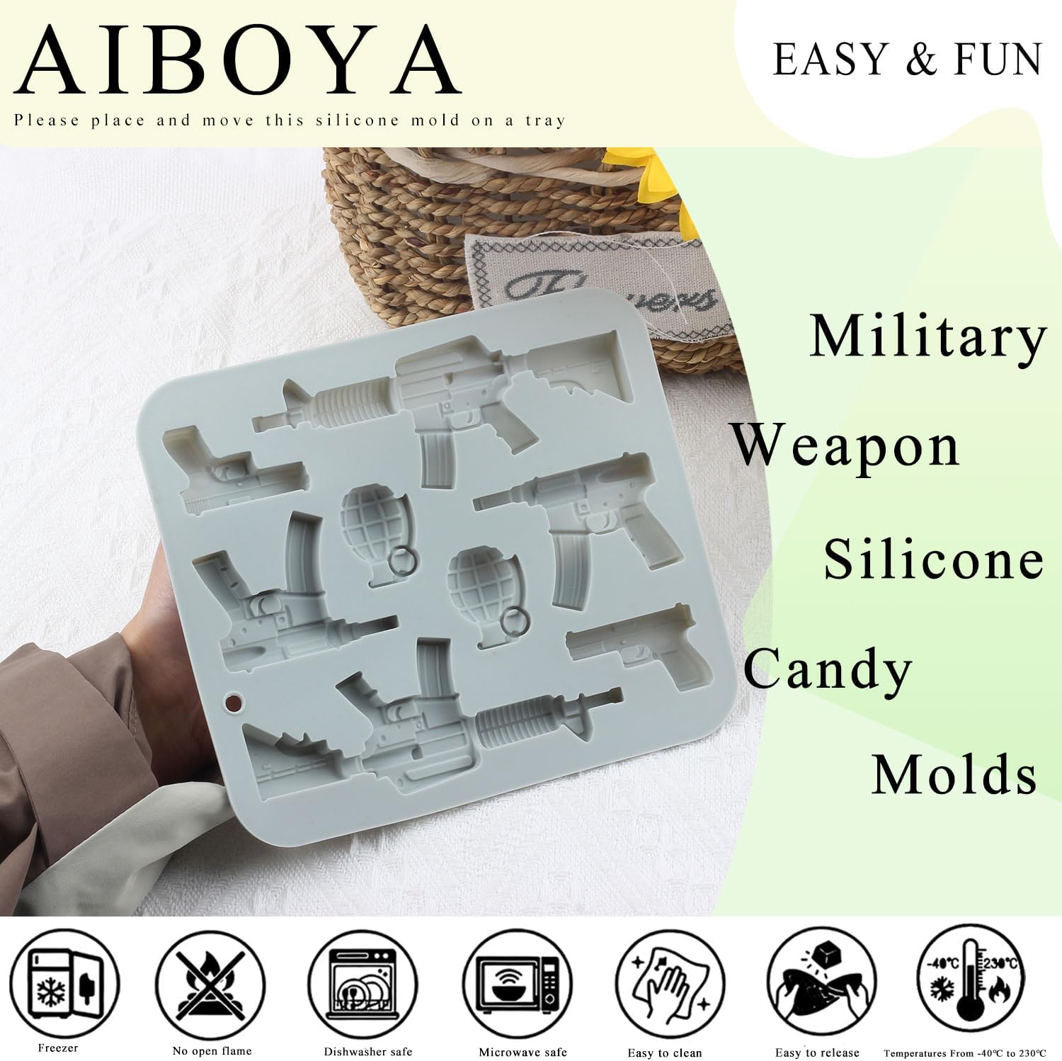 8 Cavity Military Weapon Silicone Candy Molds
