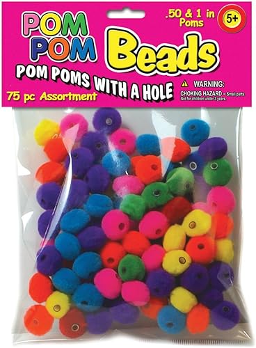 Miniatura 1 de Pepperell Pom-Pom Surtido de Cuentas (75/ Paquete), 0.5"/1", Multicolor