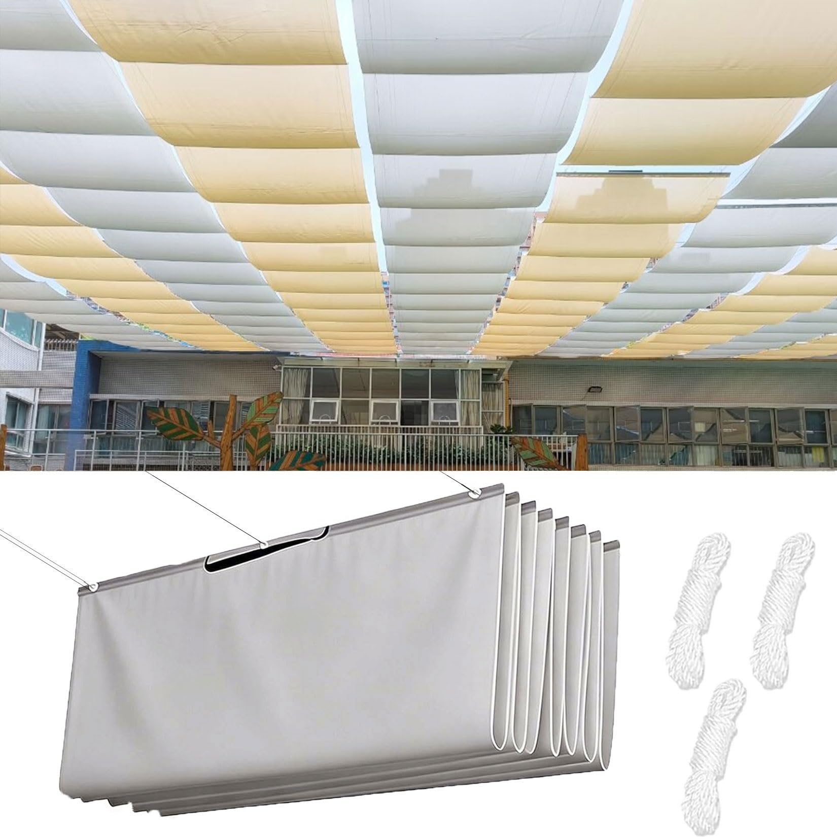 Toile-ombrage rétractable vague avec haute protection UV pour grand balcon