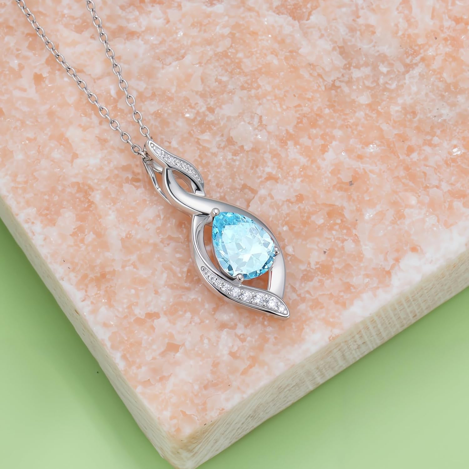 Infinity Birthstone Necklace 925 Sterling Silver Teardrop Love Jewelry Anniversary Birthday Gifts for Women Wife Mom