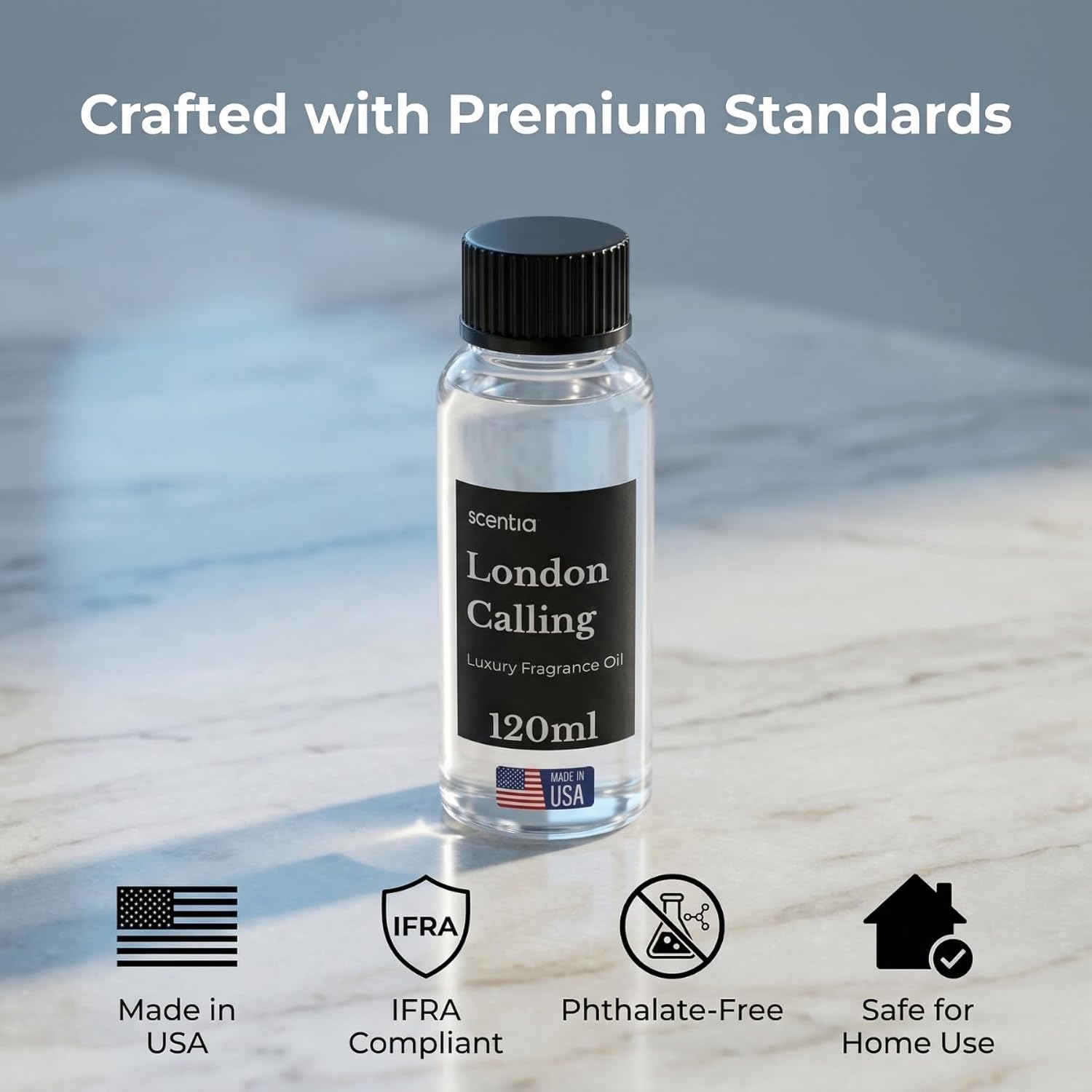 Scentia London Calling Premium Citrus Fragrance Oil for Diffusers – Fresh White Tea & Lime Home Scent with Peony, Jasmine & Cedarwood – Cold Air & HVAC Diffuser Oil Refill – 120 ml (4.06 fl oz)