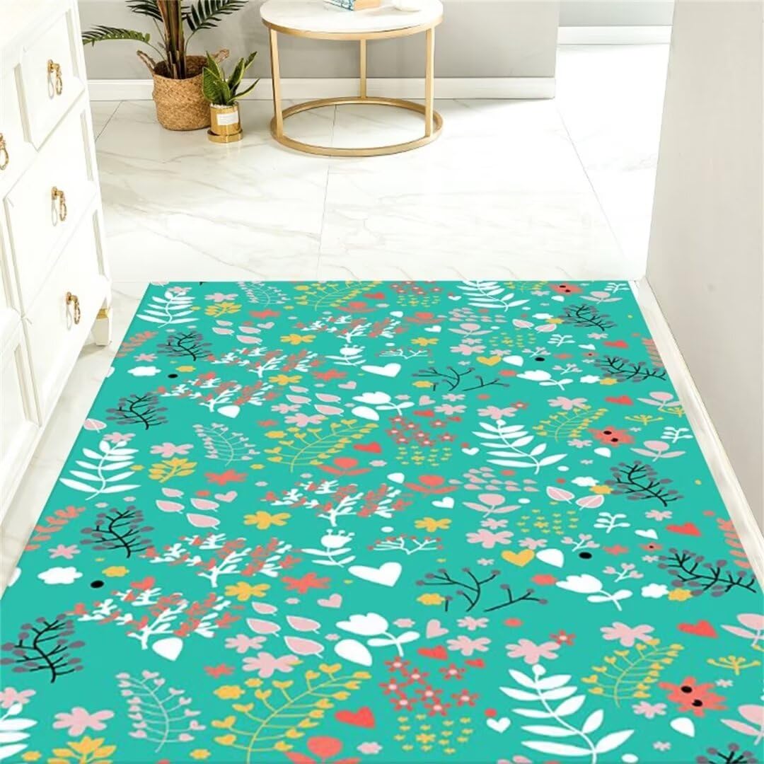Tapis anti-acariens lavable bleu pour éliminer la poussière du salon