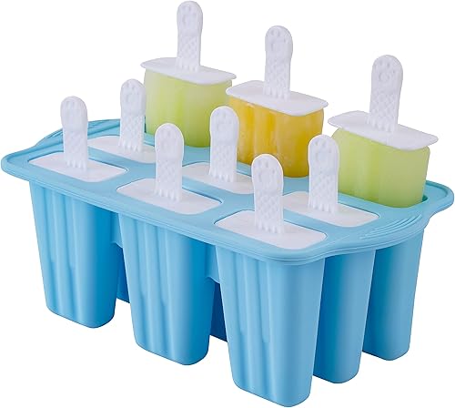 Vista 17 de Moldes para paletas de hielo, 12 piezas de silicona para paletas de hielo, molde de silicona libre de BPA reutilizable, 14 varillas, fácil Verde