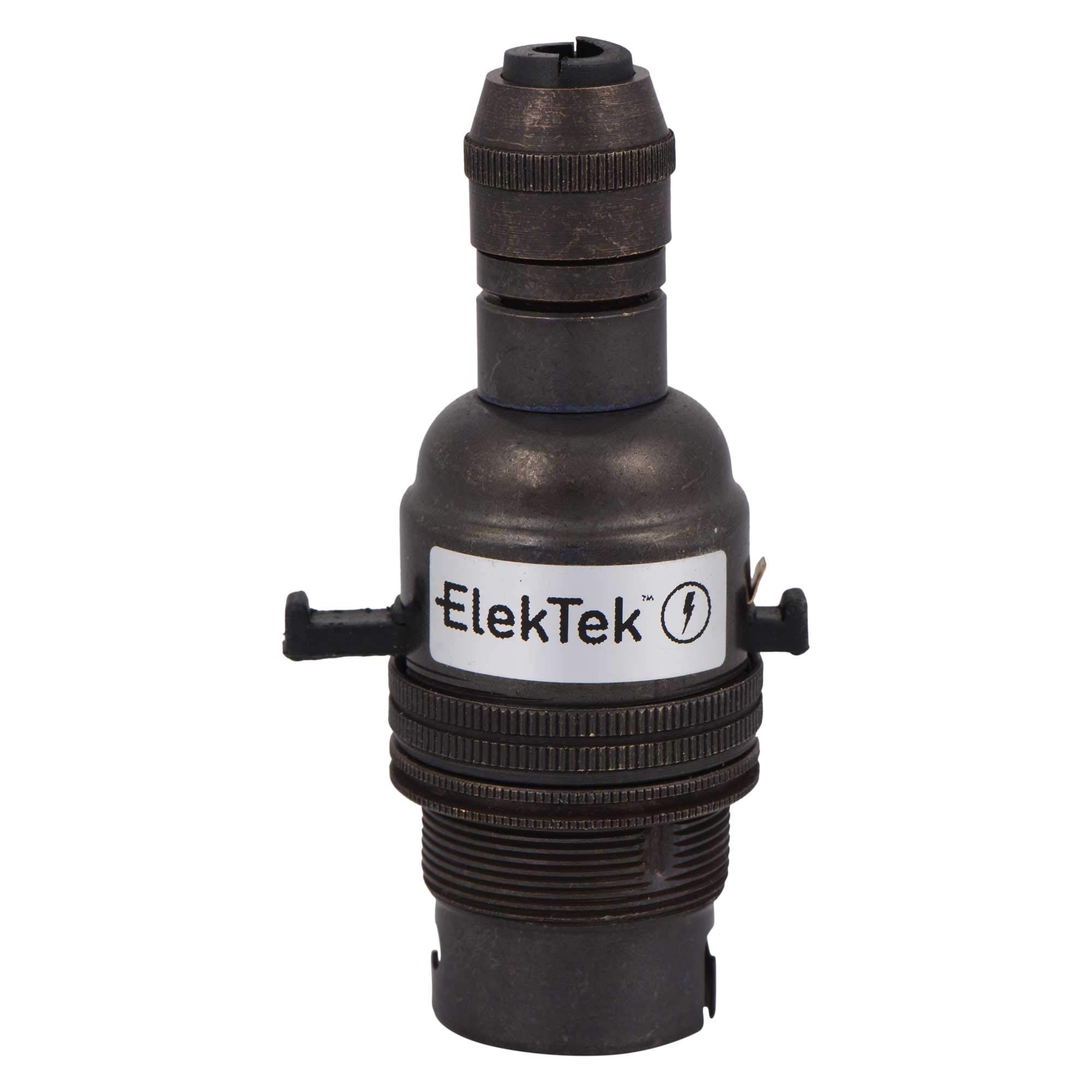 Elektek Bronze Safety Switch Lamp Holder Half Inch With Cable Cord Grip