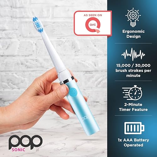 Miniatura 3 de Cepillo de dientes eléctrico Pop Sonic (azul hawaiano) - Cepillos de dientes de viaje con batería AAA  Cepillos de dientes eléctricos para niños con