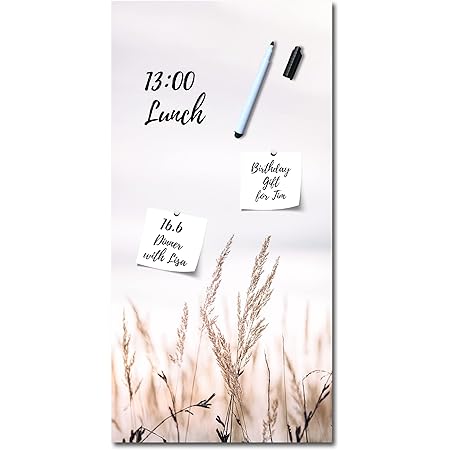 Silky memoboard L 30 x 60 cm - glazen bord magnetisch & beschrijfbaar voor je to-do's, afspraken en de beste vakantiefoto's - de chique functionele blikvanger met motief voor het belangrijkste in