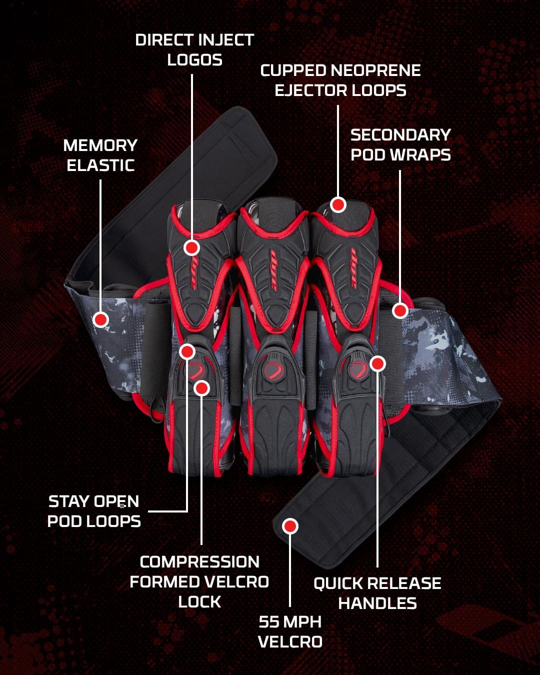 Dye Assualt Pack Pro Harness (Black/Red, 3+4)