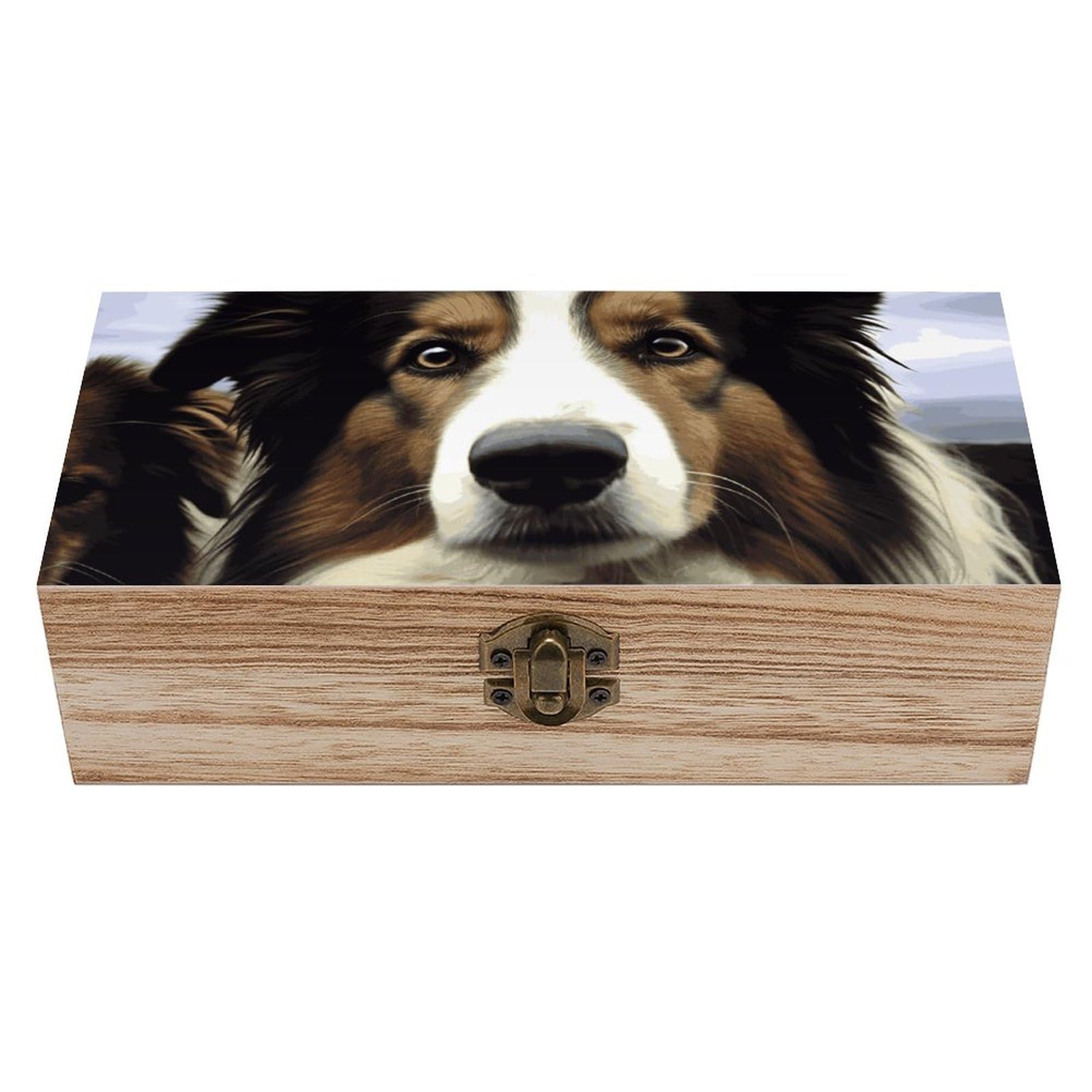Boîte en bois chien de mouton boîte de rangement travaux manuels et coffret souvenirs