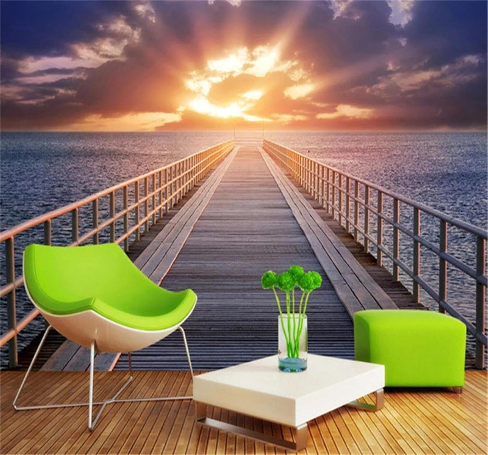 XLMING Aesthetic Sunshine Sea Corridor Seascape 3D Wallpaper Premium Textured Silk Study Dining Living Room Bedroom Sofa TV Wall Easy Install-300cm×210cm
