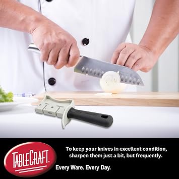 TableCraft 10994 PerfectGrip Hand Held Sharpener, 7 x 1.5 x 3.25, Tungsten Carbide, NSF Certified, Ergonomic Design, Dishwasher Safe