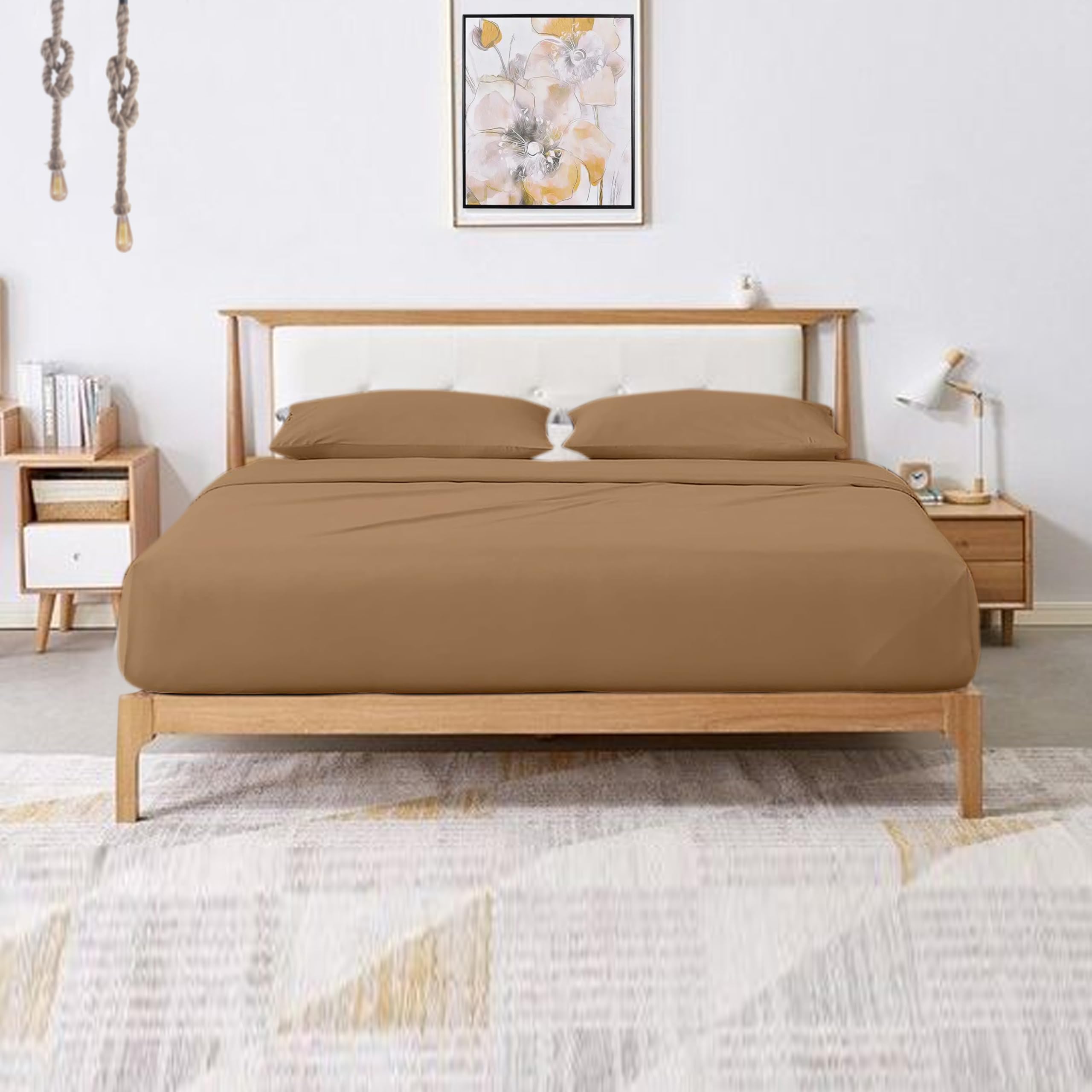 Canapé lit sleeper drap taupe 100% coton égyptien 500 fils de taille 91.4x182.9 cm