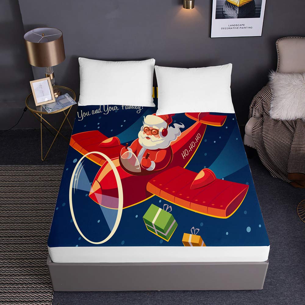 Lenzuolo Sotto Con Angoli Chickw11 3D Natale - Microfibra, Profondità 30 Cm, Singolo/Matrimoniale, Stampa Festiva - 4
