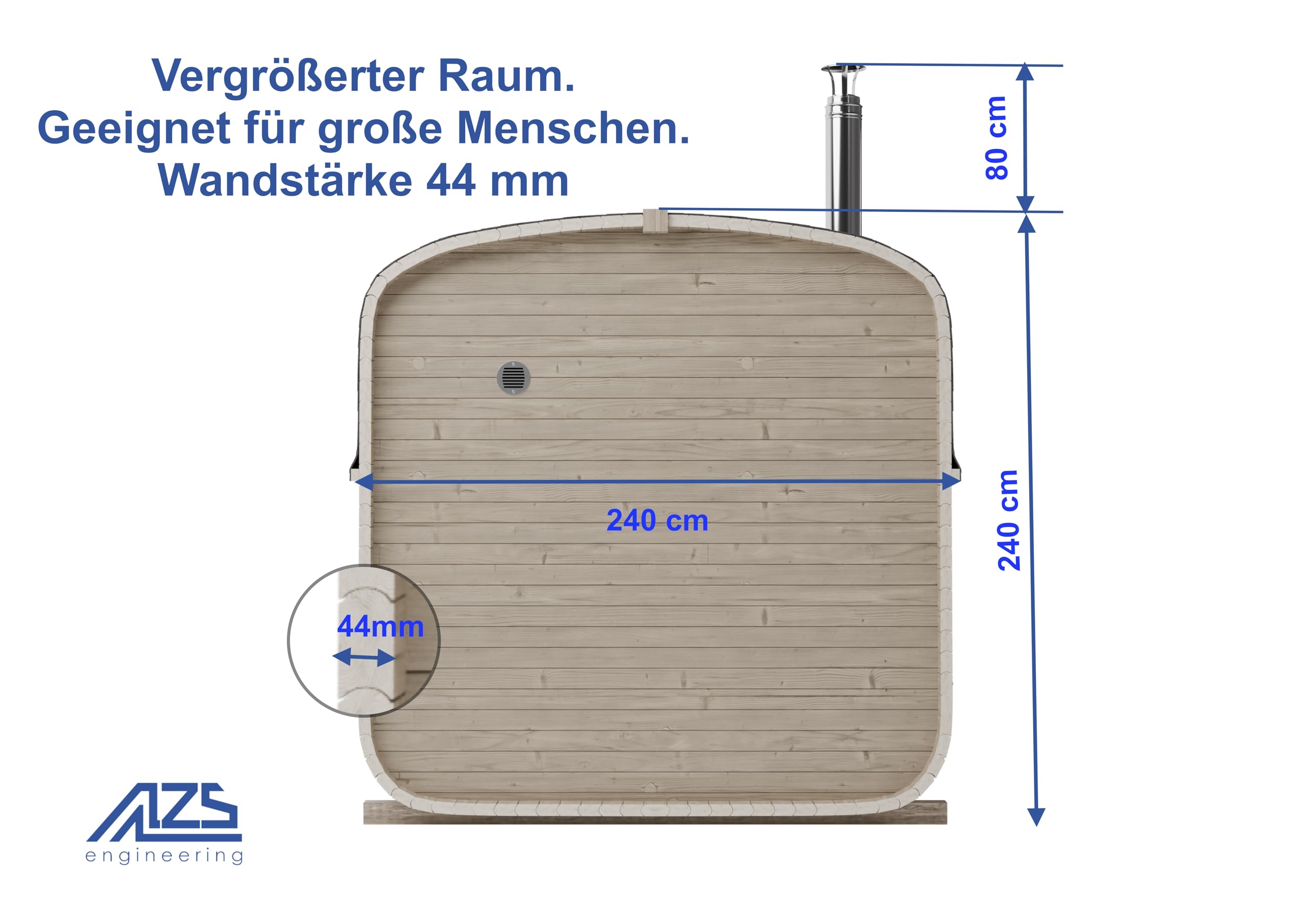 Fasssauna Gartensauna aus Fichtenholz mit Holzofen ETNA – 3-4 Personen