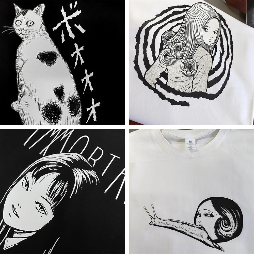 Amazon.co.jp: 伊藤 潤二 Tシャツ 半袖 綿 夏服 猫 ギョうずまき 富江