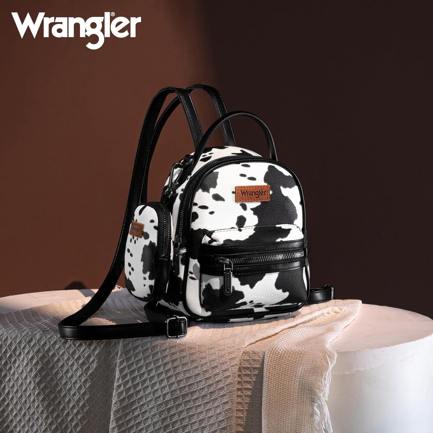 Montana West Wrangler Mini Backpack Cute Cow Print Backpack Purse for Girls and Women, Black WG133-8600BK - Image 6