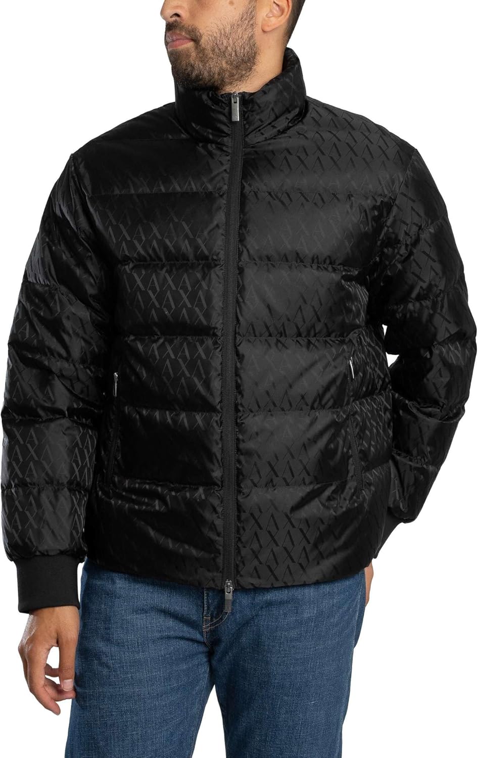 Armani Exchange mens Jacquard Down Puffer Jacket