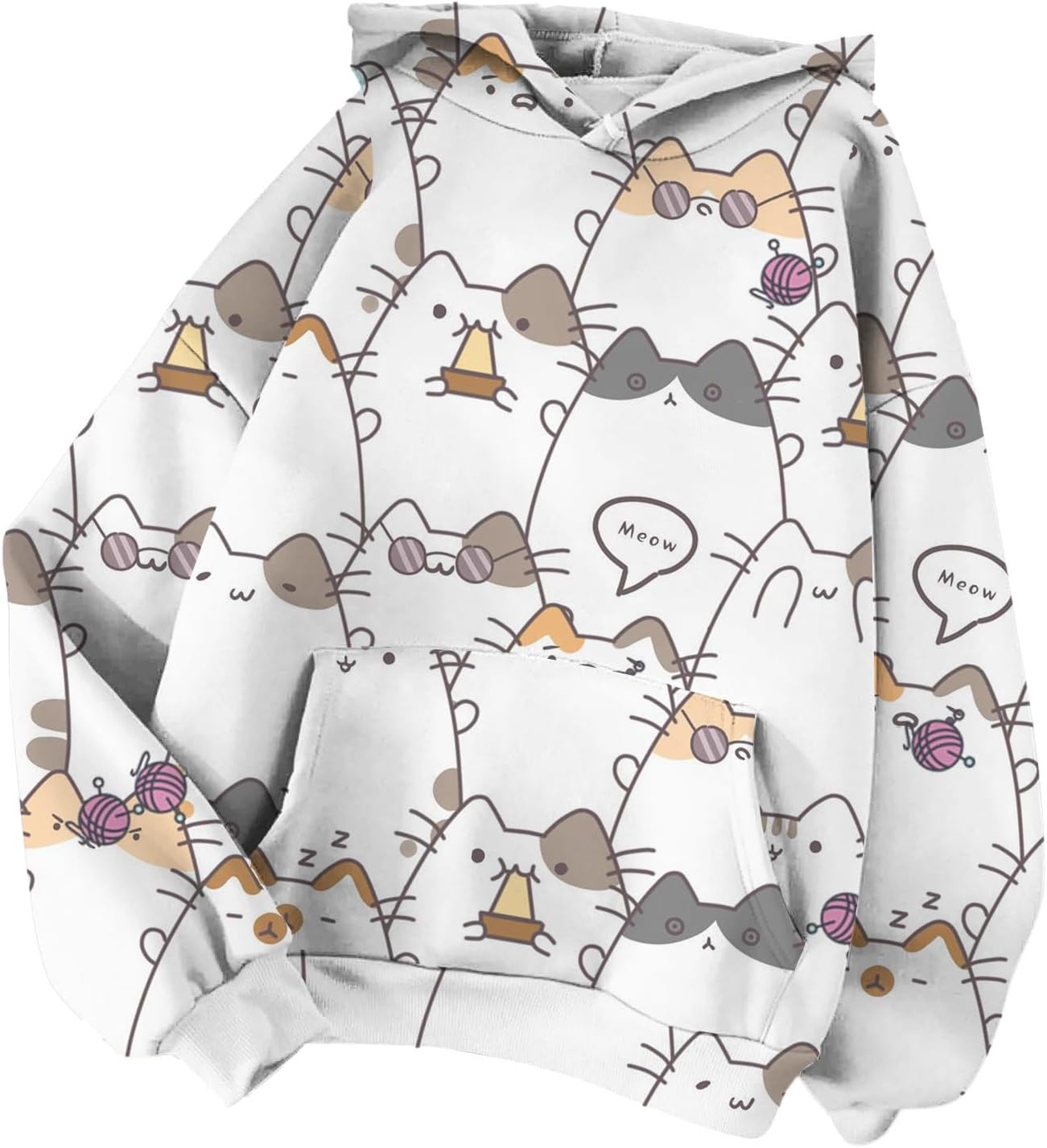 Yihaojia Women’s Casual Hoodies: Cute Cat Cartoon Lightweight Long Sleeve Sweatshirts for Spring and Fall 2025