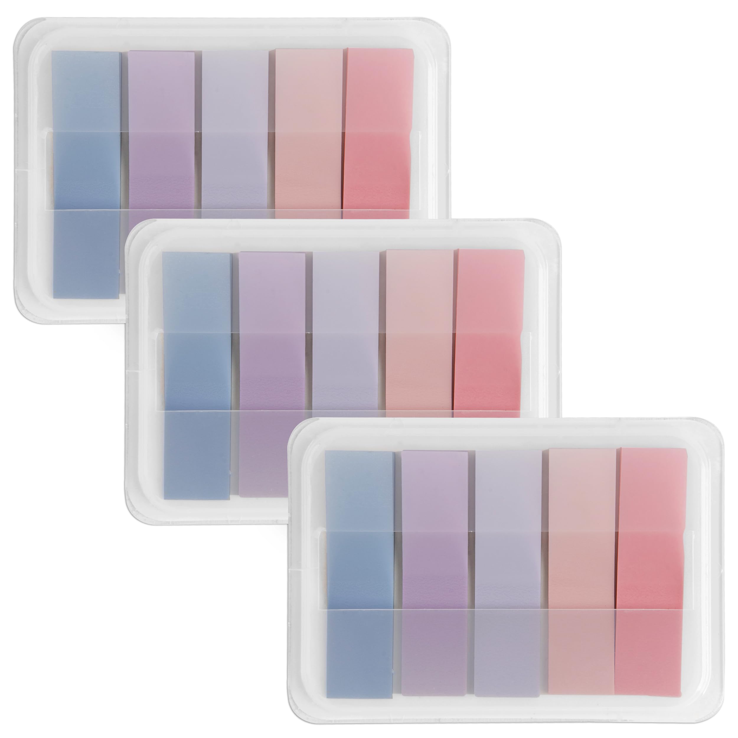 Essex Wares - 300 piezas - Pestañas adhesivas transparentes con estuche - 5 colores pastel claro - 3 estuches - 1.8 x 0.4 pulgadas - 60 piezas - Pestañas de índice emergentes - Banderas de libros para