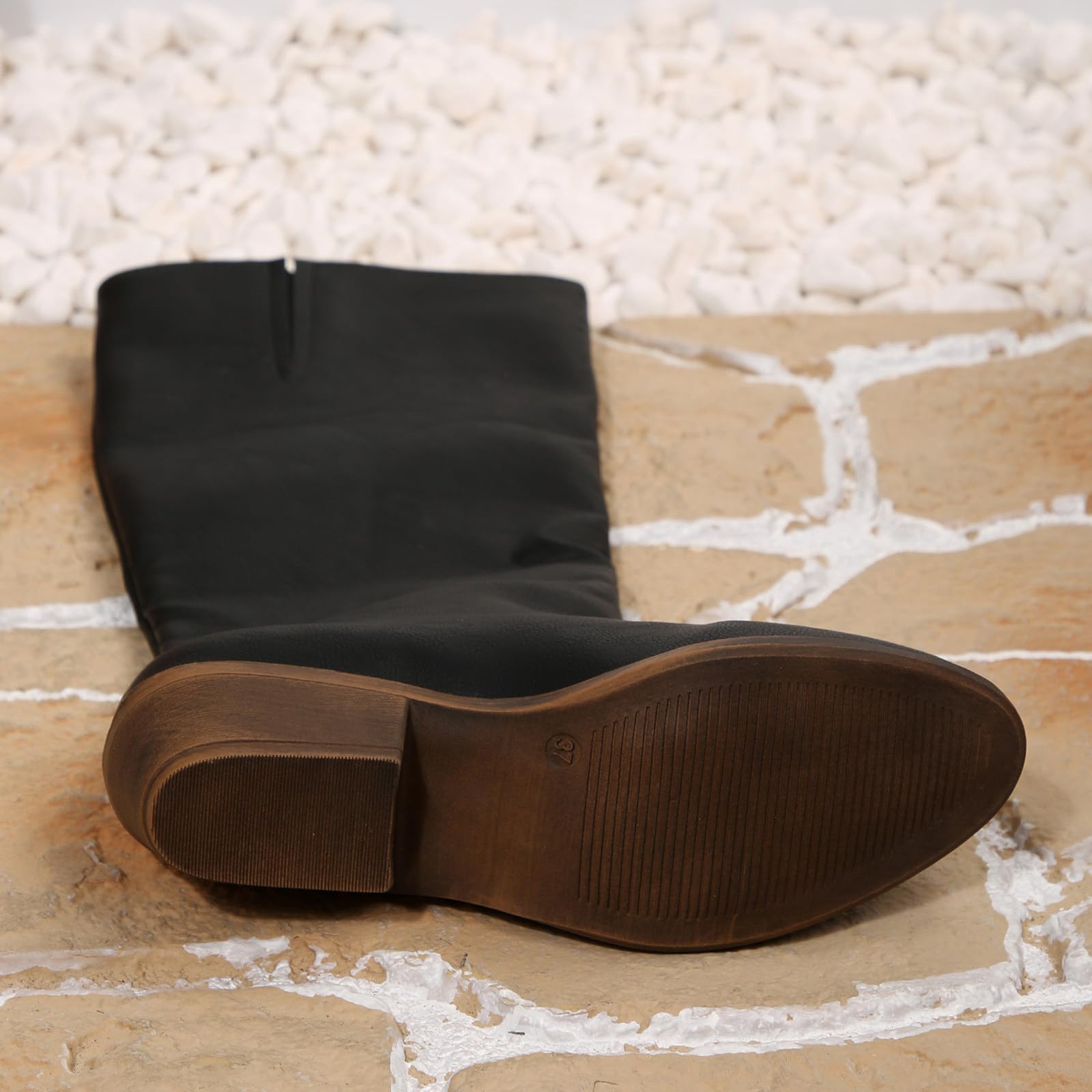 Botas por Encima de la Rodilla Botas Altas hasta la Rodilla para Mujer, con Punta Cuadrada y tacón Grueso.