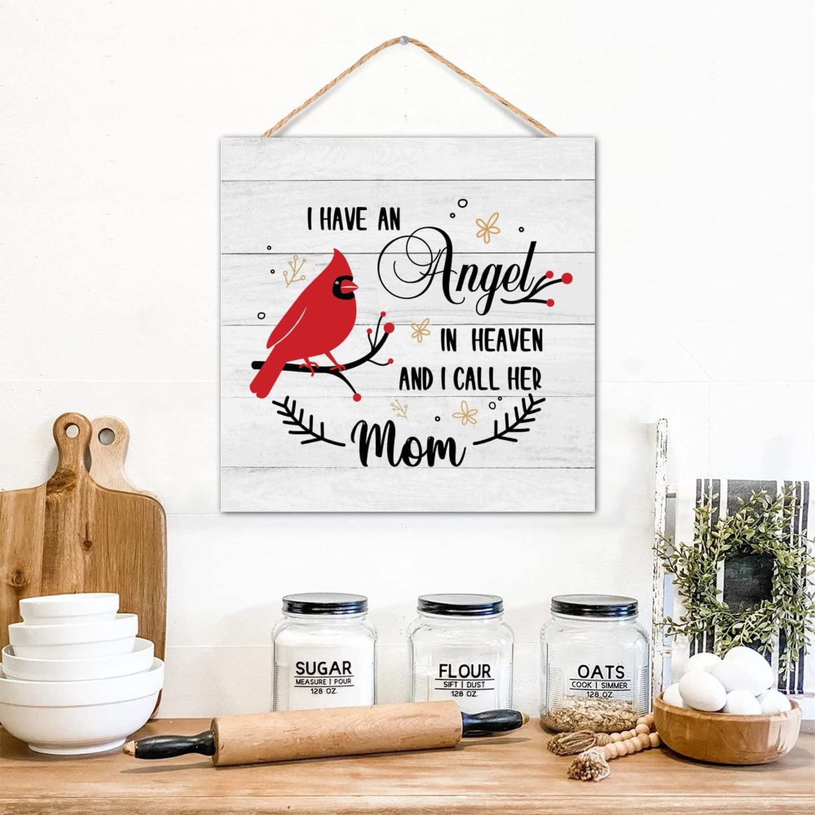 Cadeau de salle à manger panneau en bois Cardinal souvenir maman