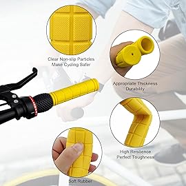 Non-Slip Bicycle Handlebar Grips with Tassel Streamers for Girls, Boys & Kids - Yellow & Streamers, Compatible with Mountain Bike, Scooters, Road Bike, BMX, MTB