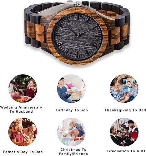Miniatura 7 de Fodiyaer Reloj de madera grabado personalizado, regalo para hijo de padres como idea de madera personalizada de Navidad, cumpleaños, graduación, con