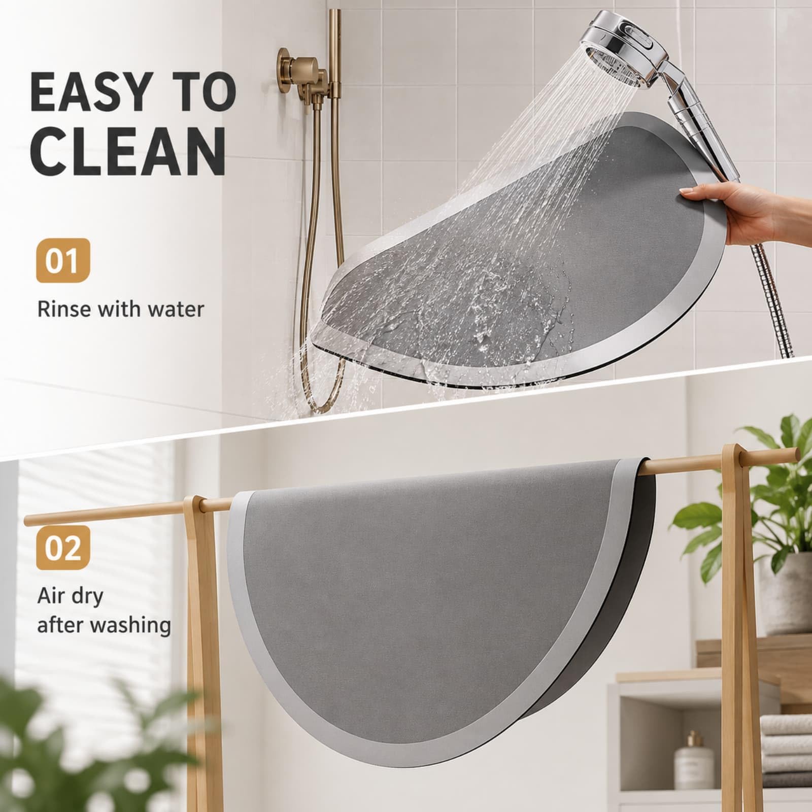 Chickwin Alfombrilla Baño Arco Absorbente (Gris,60x120cm)