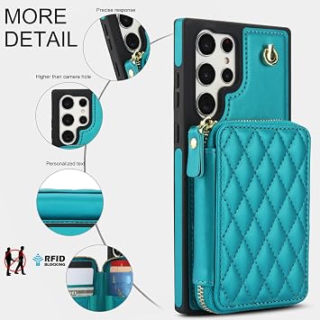 Phone Case for Samsung Galaxy S21 Ultra 5G Wallet Cell Cover with Tempered Glass Screen Protector Wrist Crossbody Strap Lanyard RFID Blocking Card Holder S21ultra 21S S 21 21ultra G5 Women Girls Green