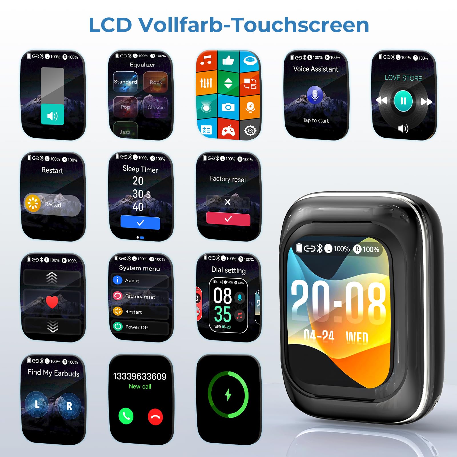 Ki Übersetzungskopfhörer 3-in-1 Echtzeit Sprachübersetzer Ohrhörer 164 Sprachen 11 Modi 48H Akkulaufzeit HiFi-Sound LCD-Touchscreen Bluetooth 6.0
