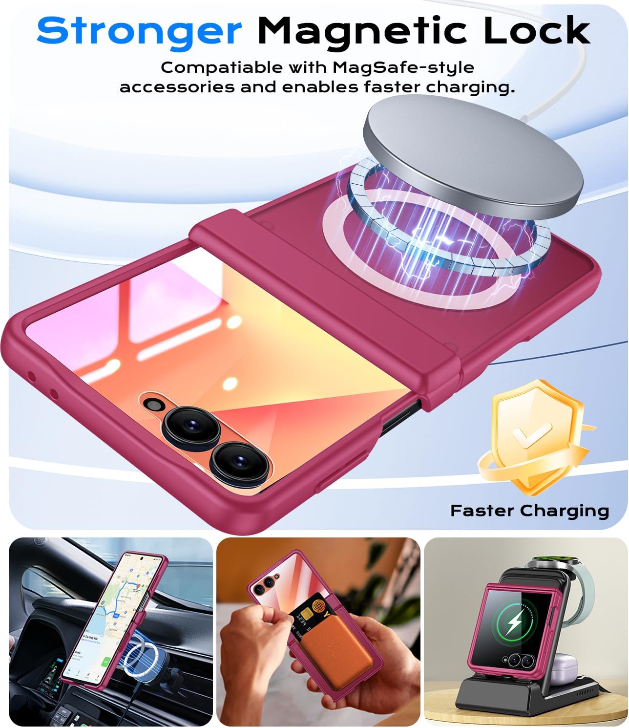 for Samsung Galaxy Z Flip 7 Case: Slim Frosted Transparent Phone case [Compatible with MagSafe][Hinge Protection][Screen protecter] Shockproof TPU+PC Cover for zflip 7 5G 2025