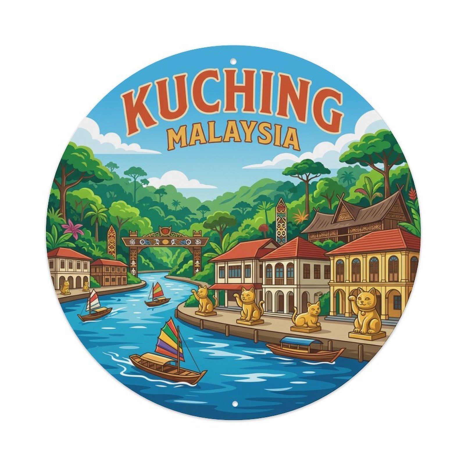 Xanthor Style Vintage Travel Malaysia Kuching Metal Tin Sign
