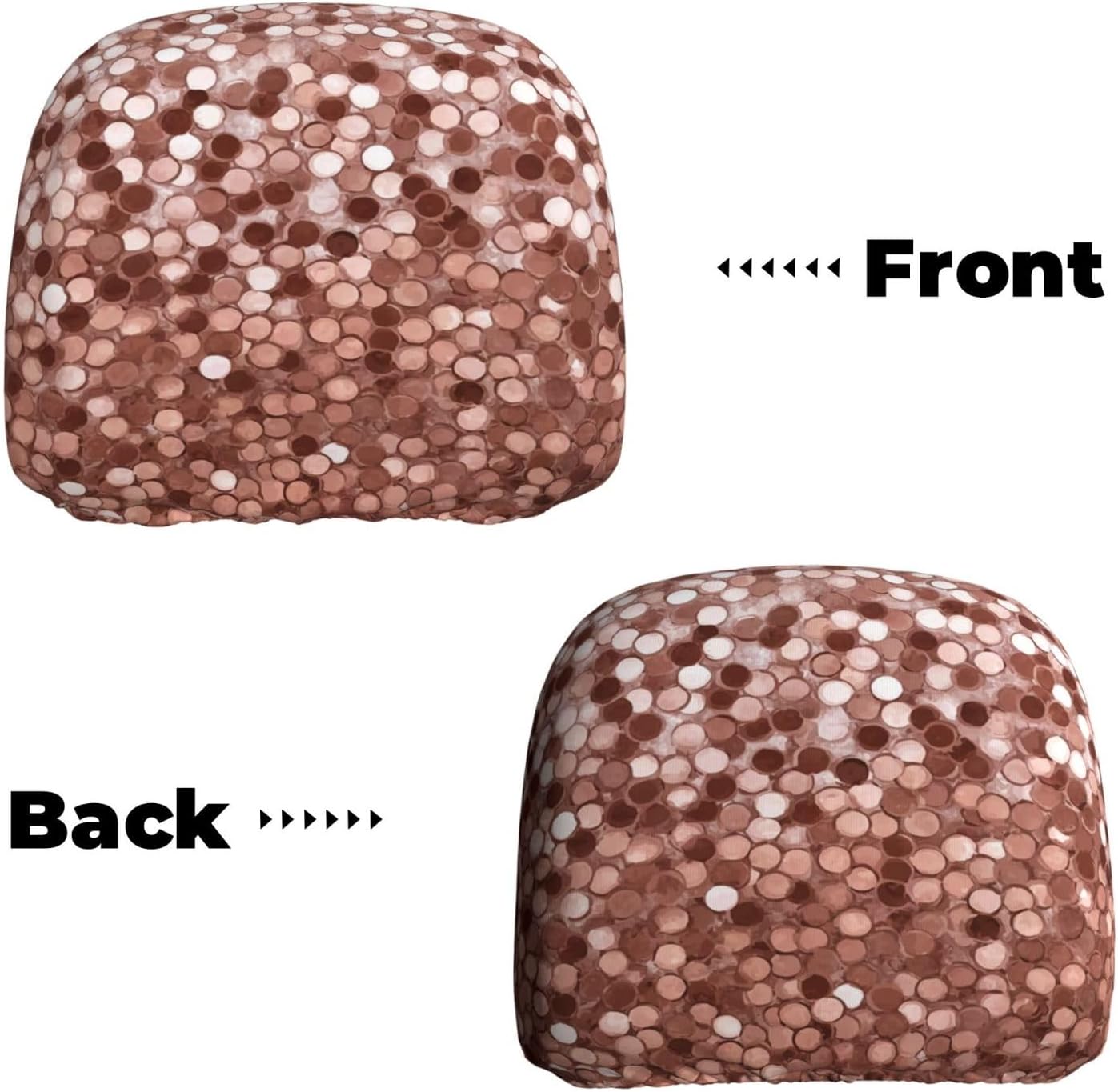 Car Headrest Covers Universal Soft Breathable Car Seat Headrest Cover Rose Gold Glitter Seat Head Rest Cover Auto Protector Interior Accessories Dust Cover for Seat Decoration Most Cars image 3